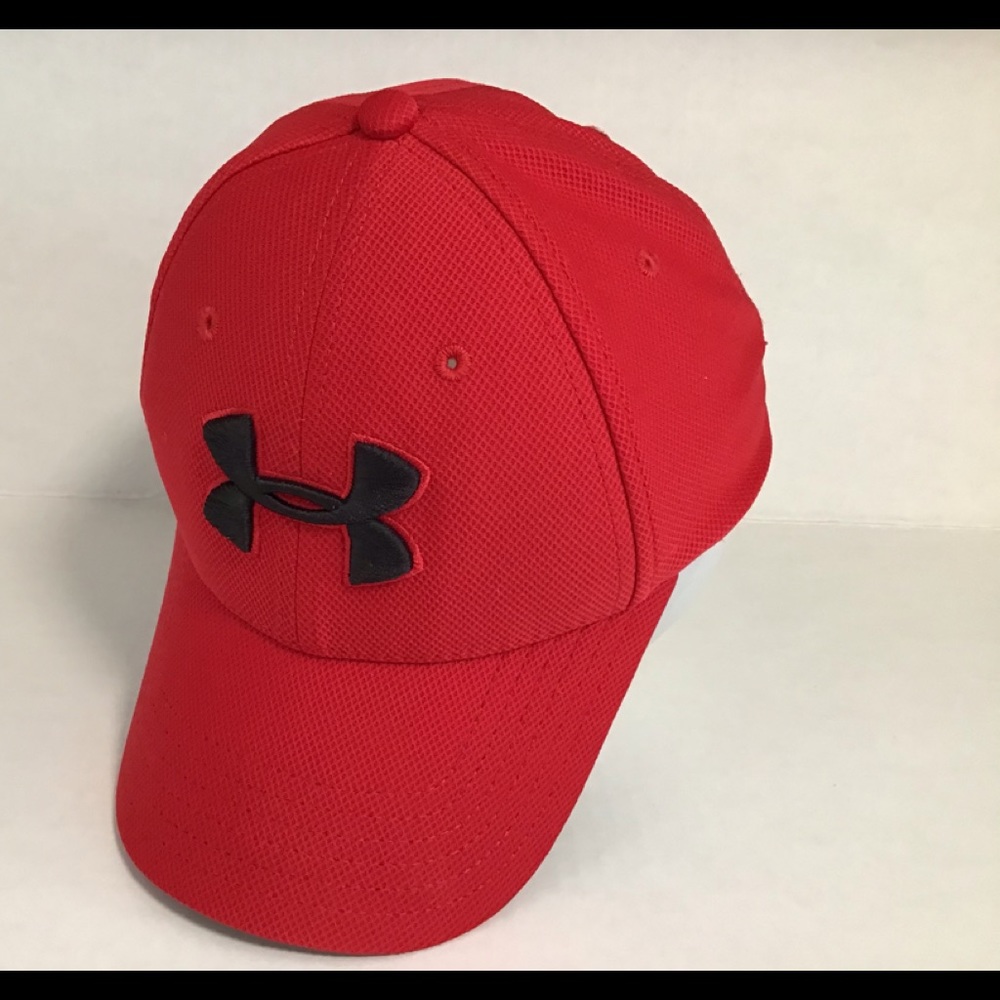 Under Armour red cap black logo
